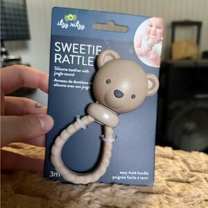 Itzy Ritzy Bear Silicone Teether Rattle - Tan
